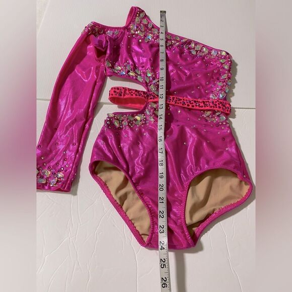 Glamour solo dance costume hot pink sassy embellished bling SA-Small adult - Picture 9 of 10